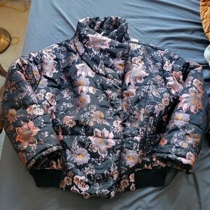 Free People Floral Jacquard Bomber Jacket